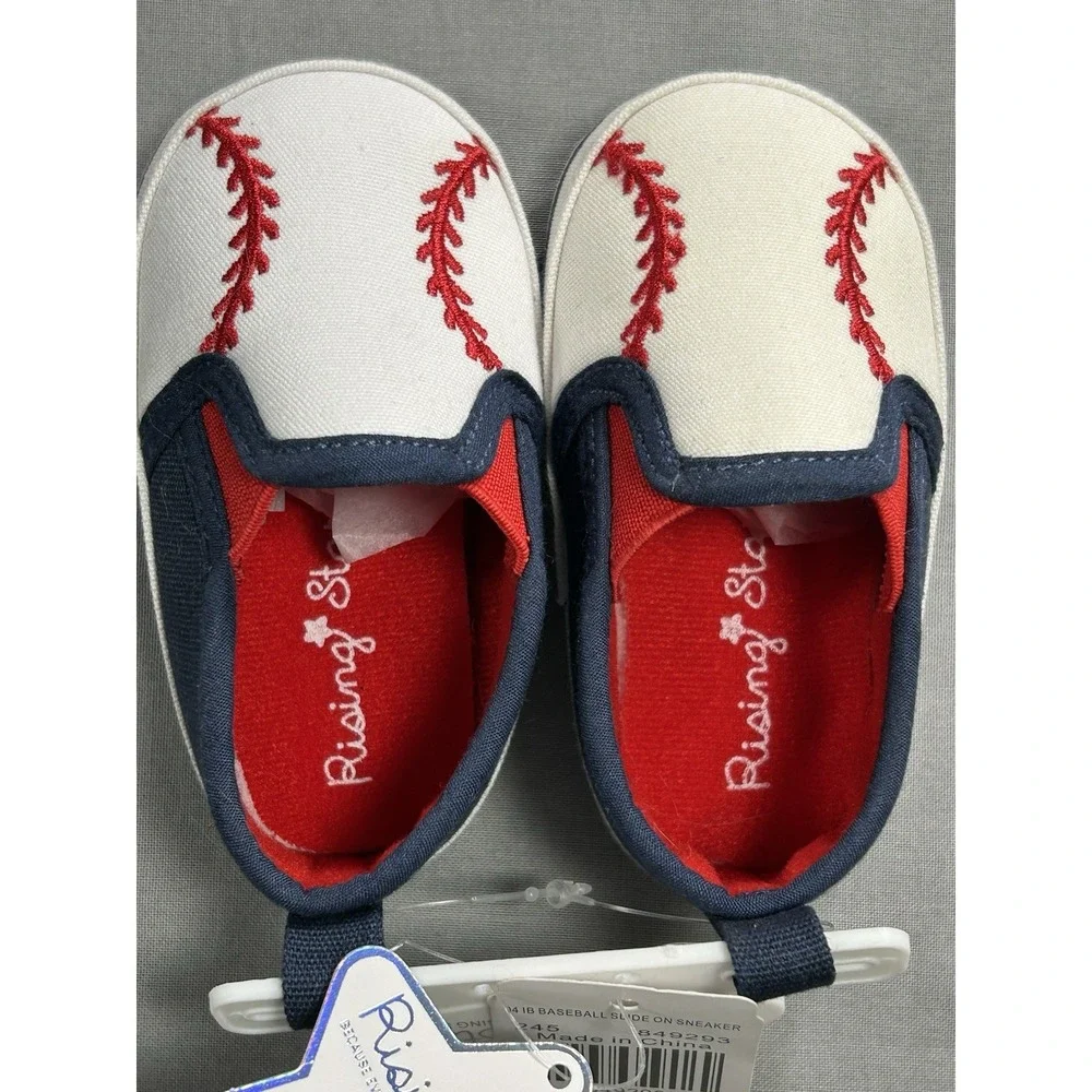 New Rising Star Baseball Baby Shoes 6-9 Month‎ Right Shoe Has Yellowed From Sun